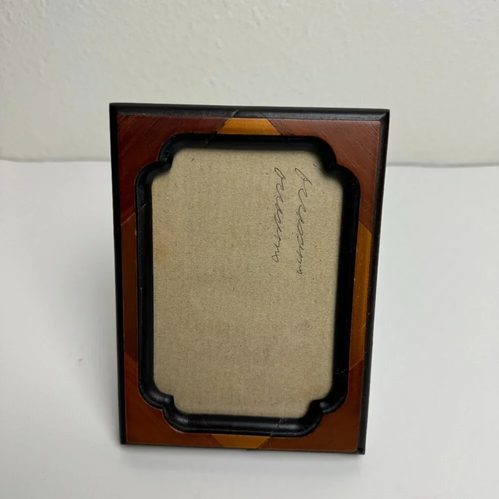 FETCO Handcrafted  Marquetry Wooden Brown Picture Frame